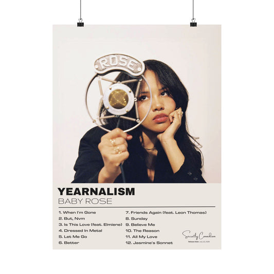 Baby Rose “Yearnalism” Album Poster | Minimalist Music Wall Art & Tracklist Print